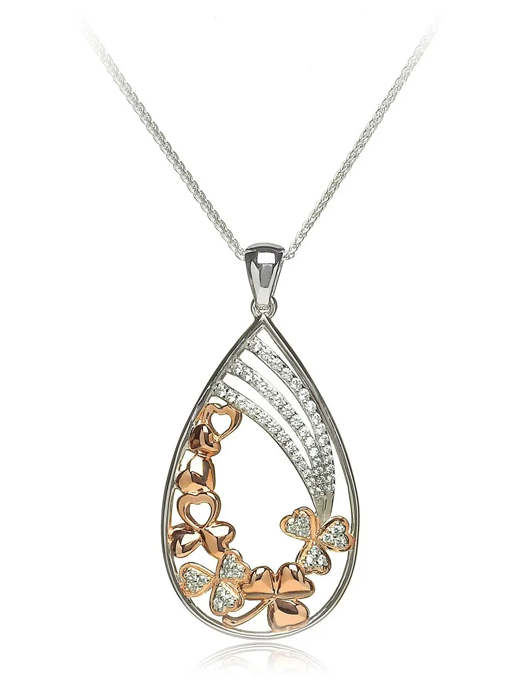 Large Fallen Shamrock Pendant with Cubic Zirconia