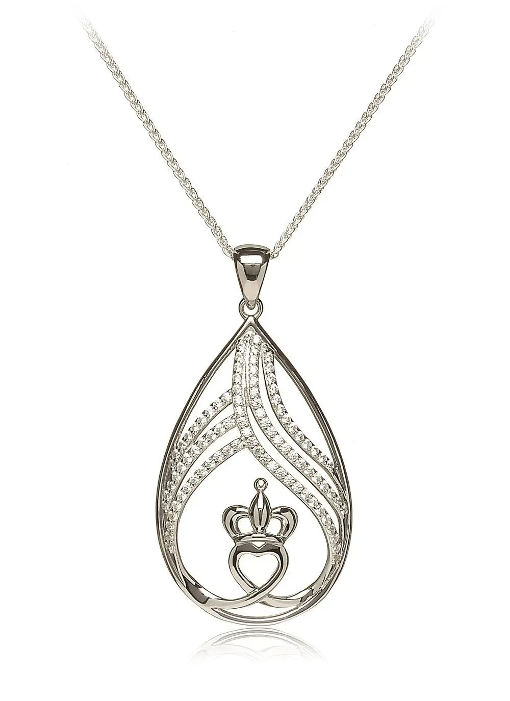 Large Claddagh Pendant with Cubic Zirconia