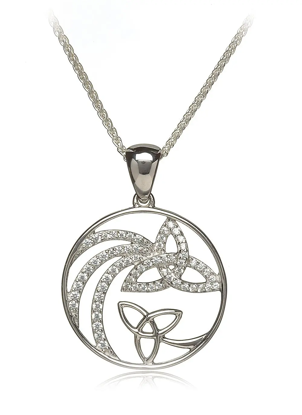 Sterling Silver Shooting Star Pendant With Trinity And Cubic Zirconia