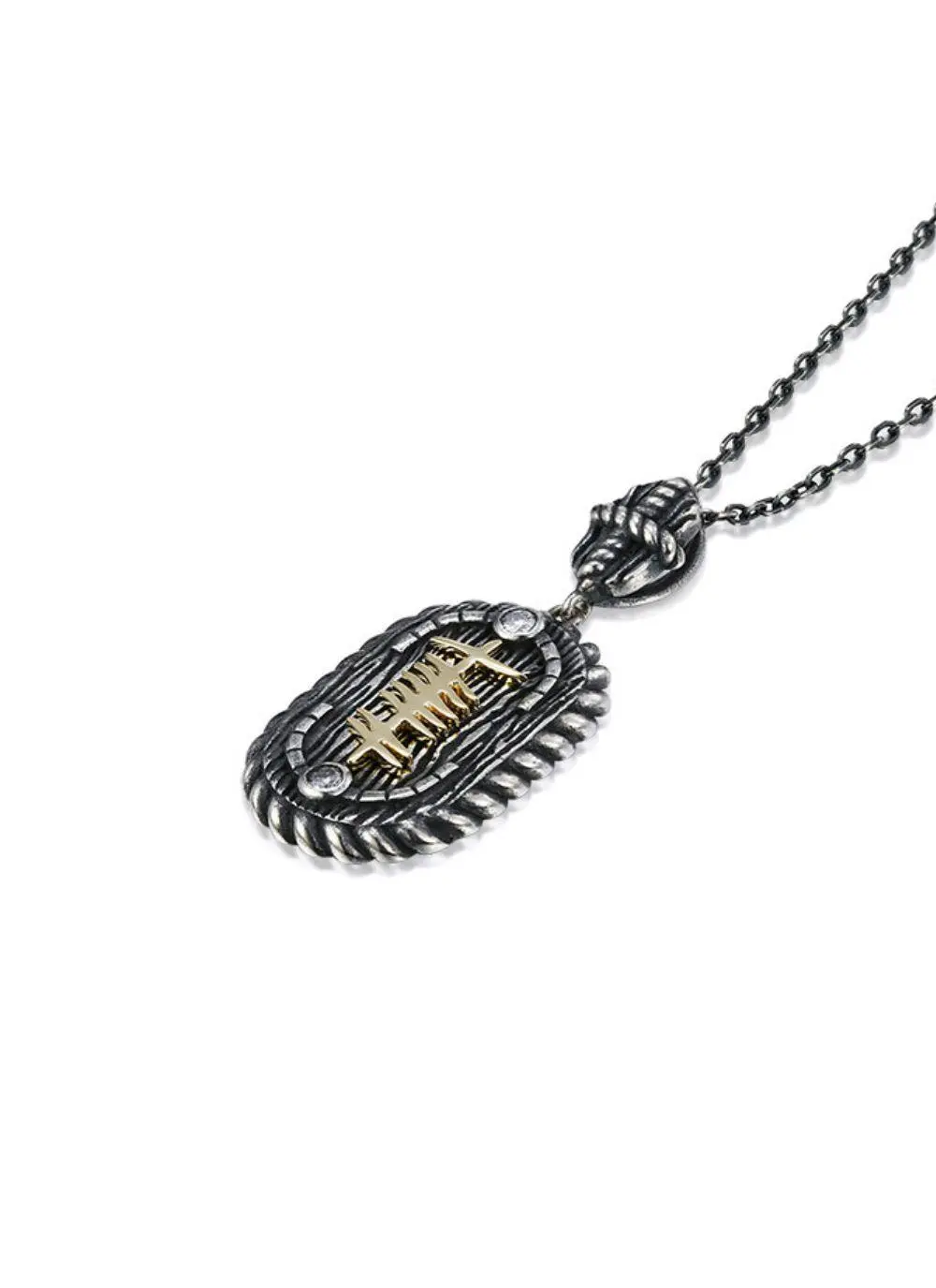 10ct Gold & Sterling Silver Celtic Ogham Grá Pendant
