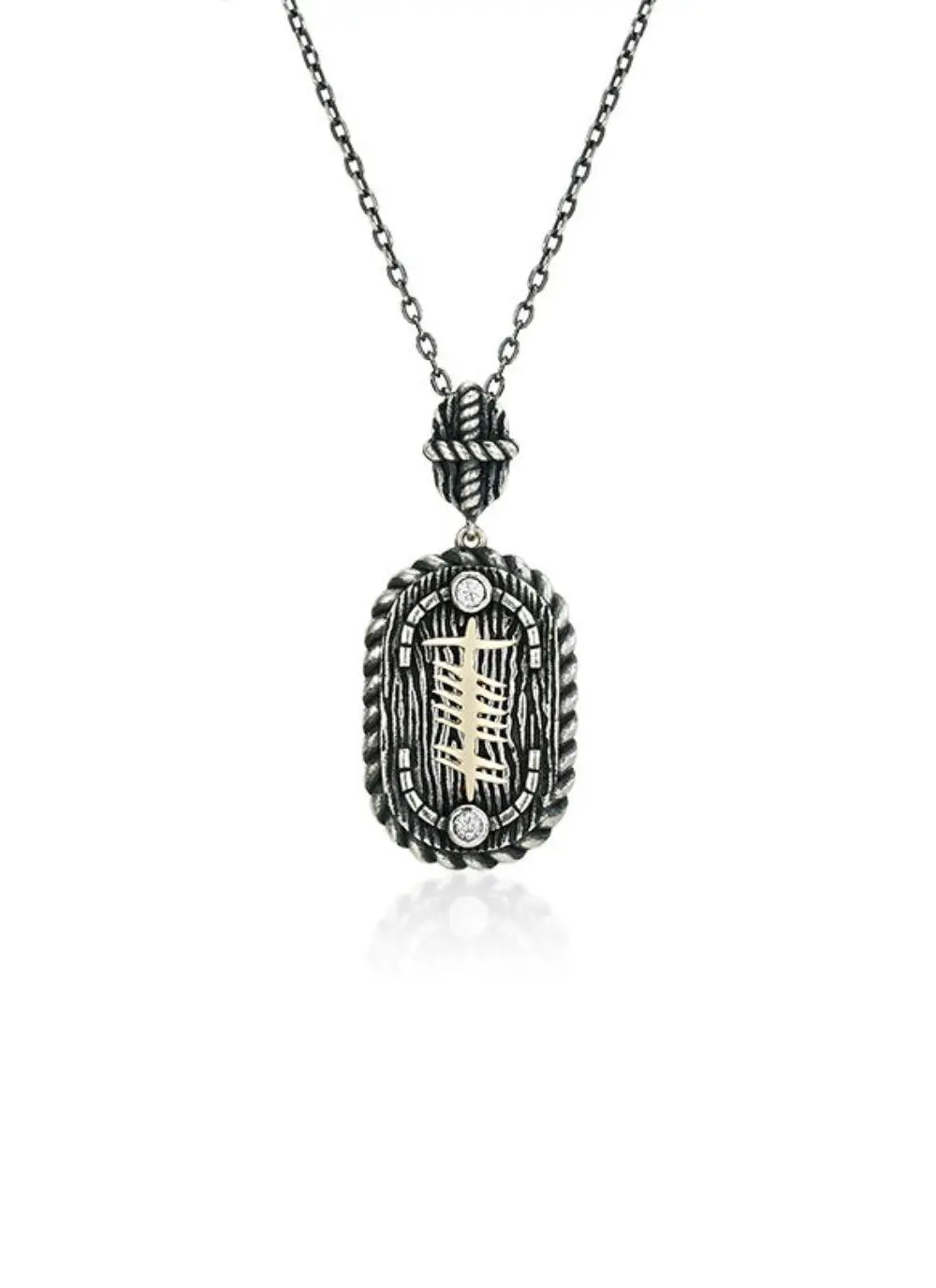 10ct Gold & Sterling Silver Celtic Ogham Grá Pendant
