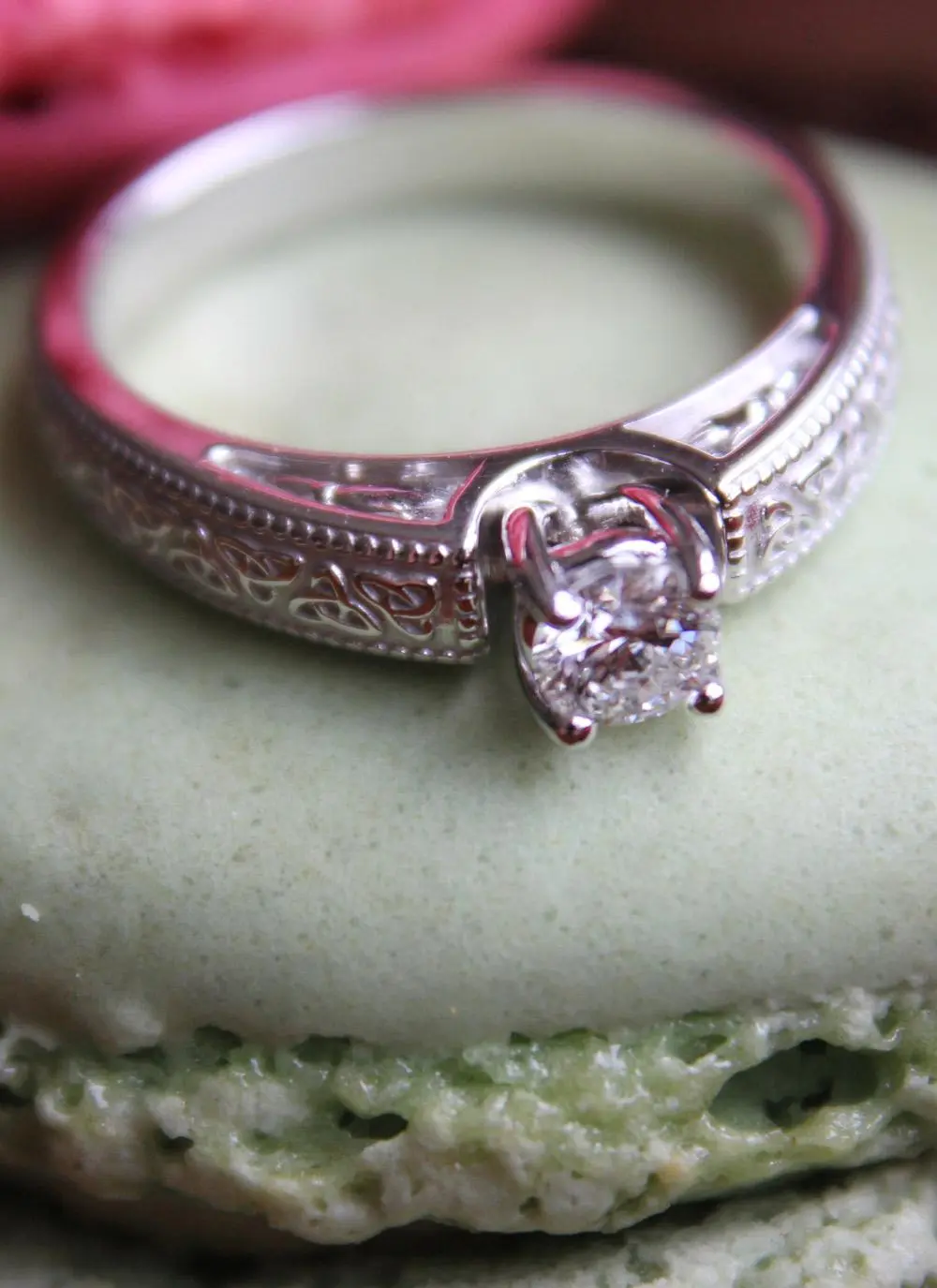 Ladies 14K White Gold Diamond Trinity Knot Engagement Ring