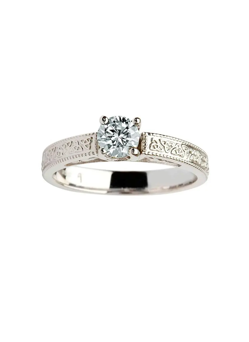 Ladies 14K White Gold Diamond Trinity Knot Engagement Ring