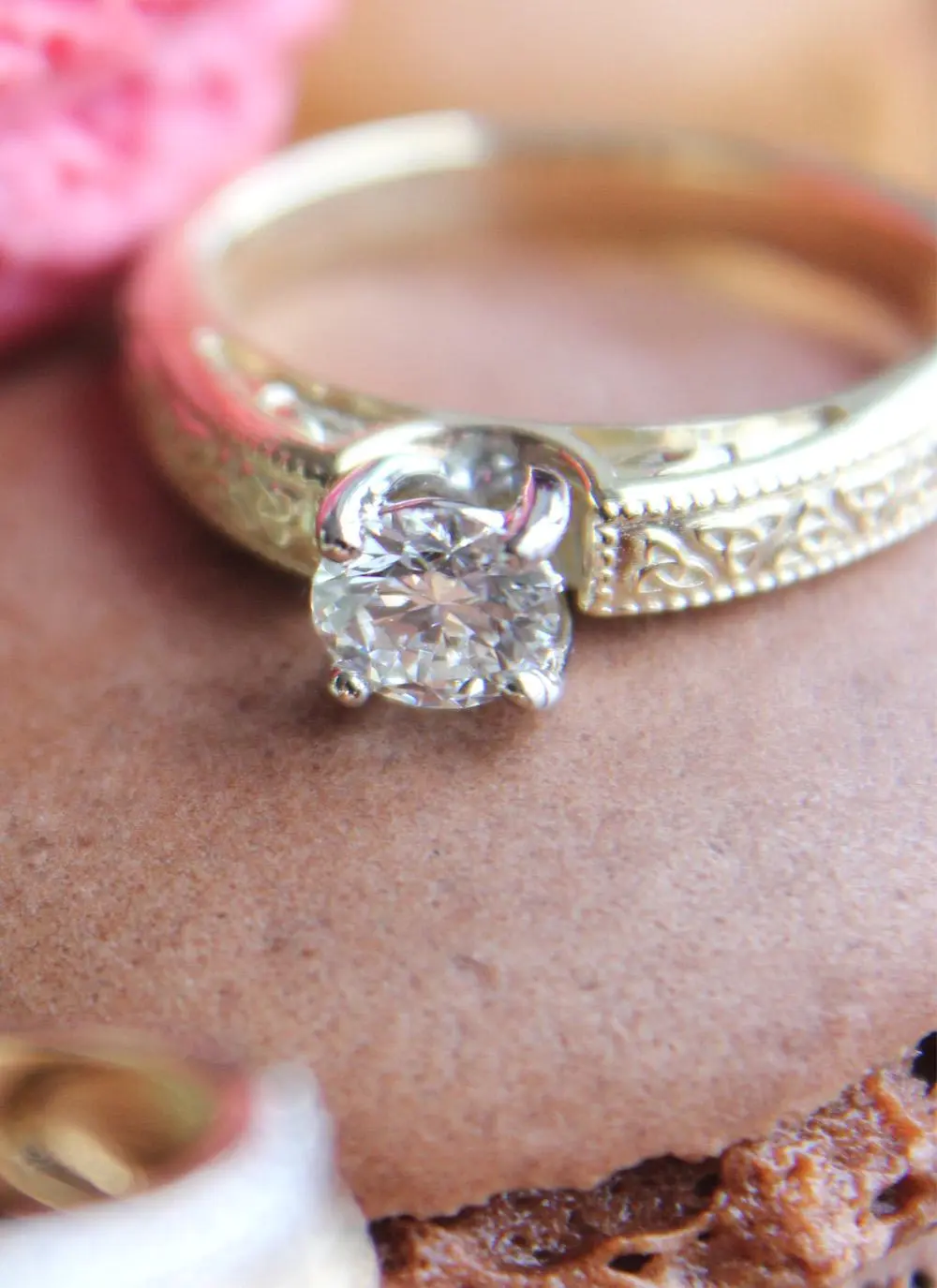 Ladies 14K Gold Diamond Trinity Knot Engagement Ring