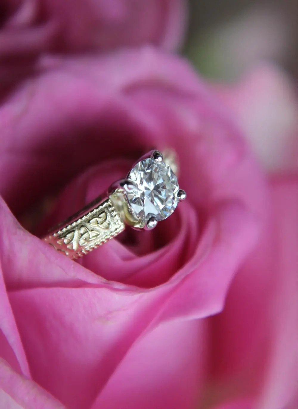 Ladies 14K Gold Diamond Trinity Knot Engagement Ring