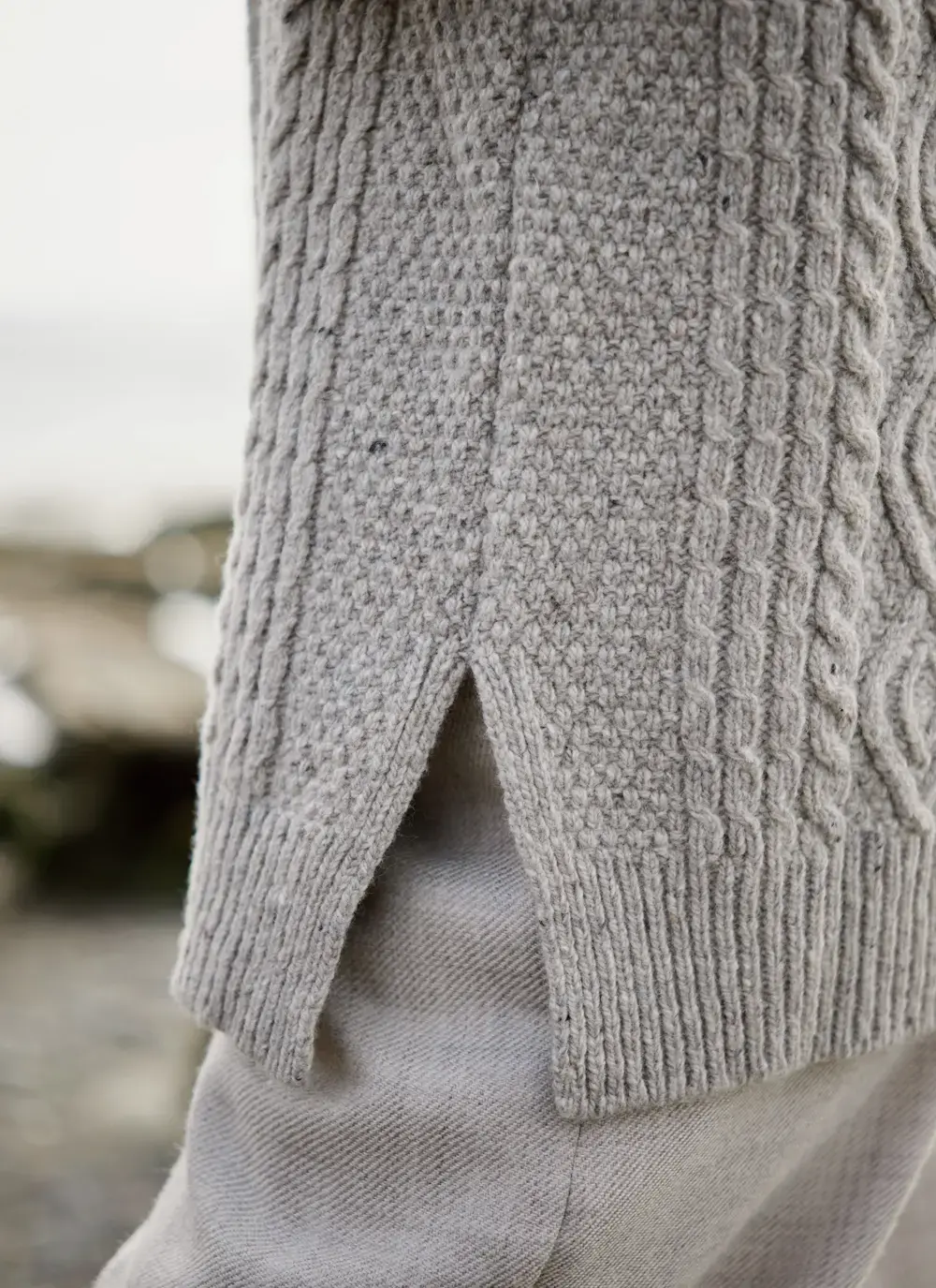 Grainne Wool Cashmere Turtle Neck Aran Sweater
