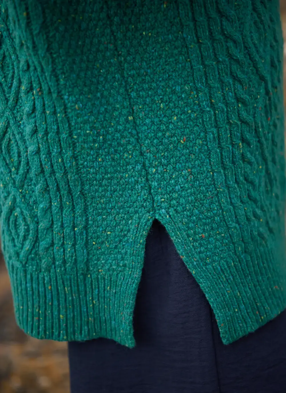 Grainne Wool Cashmere Turtle Neck Aran Sweater