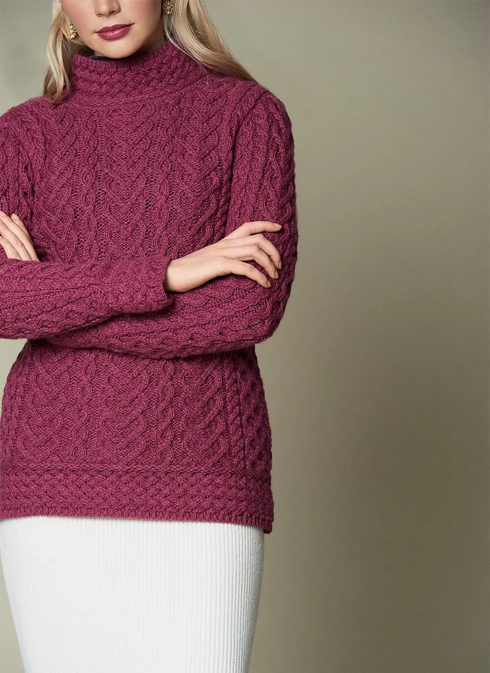 Basket Stitch Turtleneck Sweater