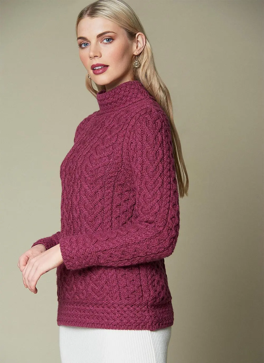 Basket Stitch Turtleneck Sweater