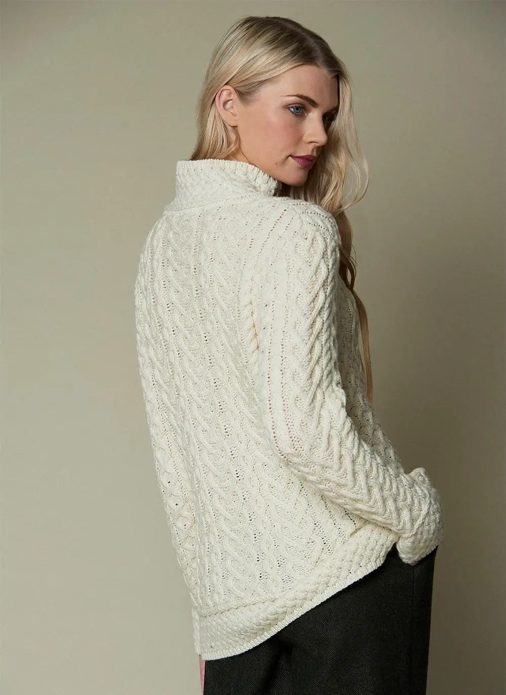 Basket Stitch Turtleneck Sweater