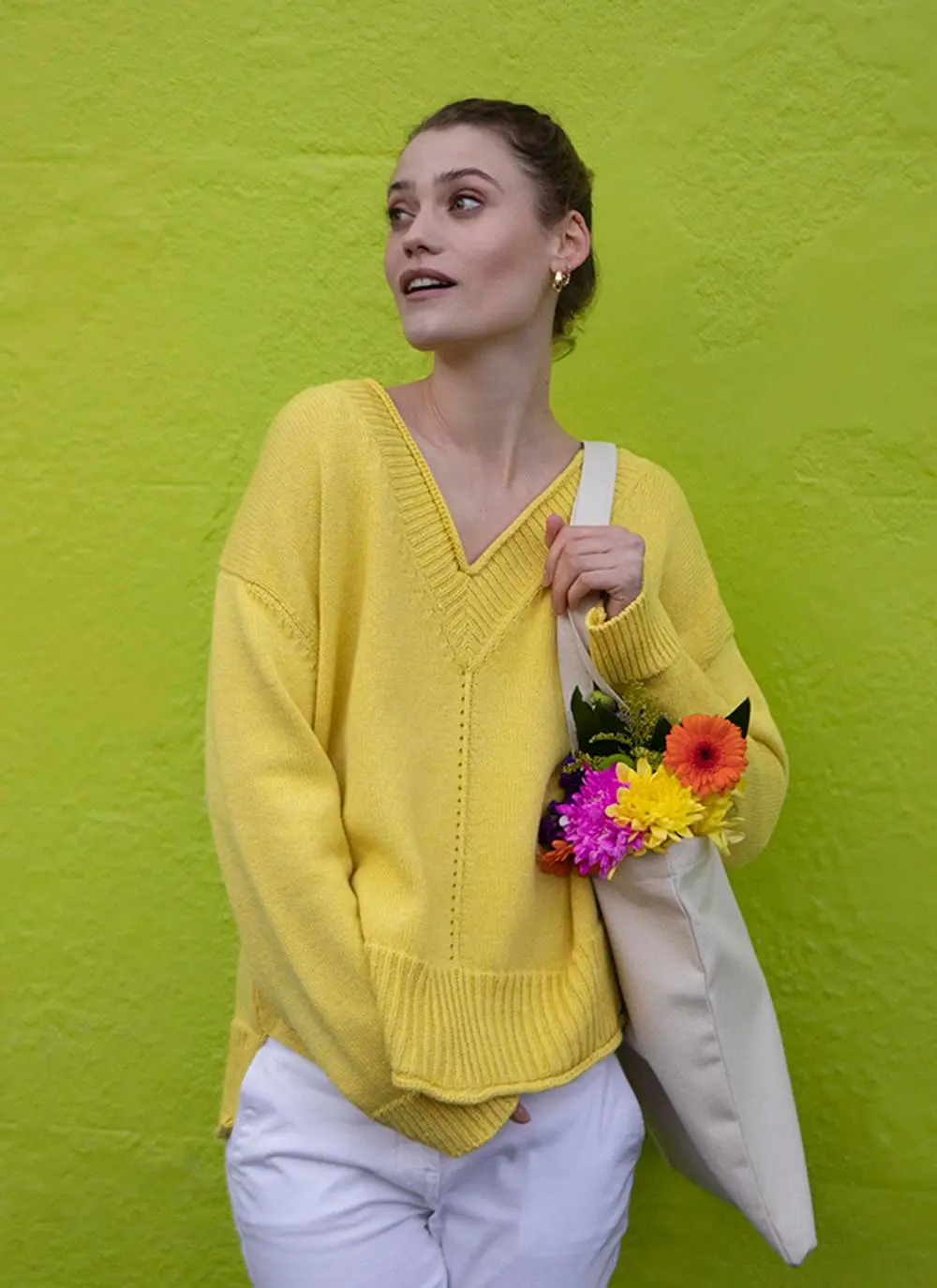 The Sage V-Neck Sweater With Roll