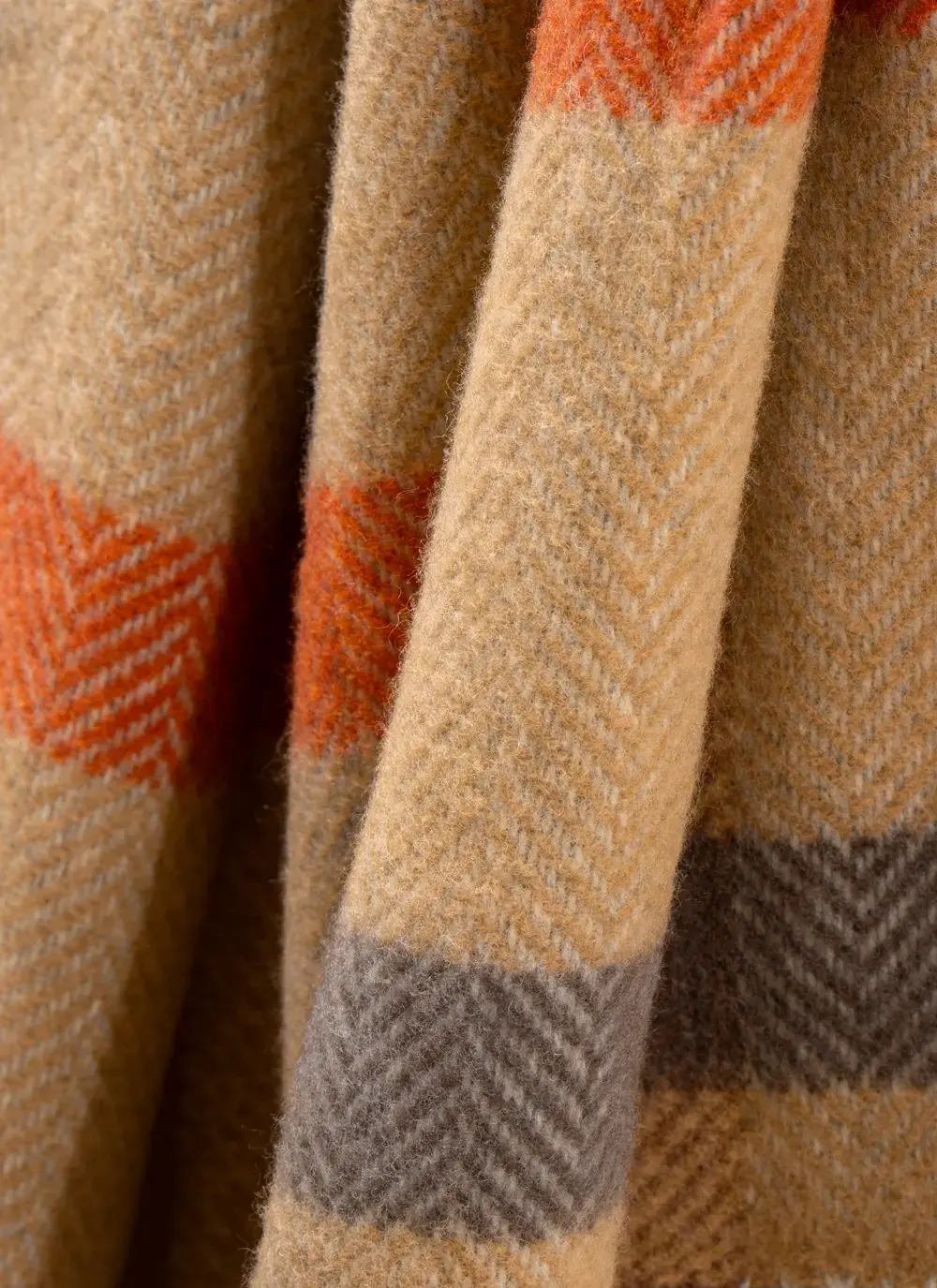 Beige Multi Check Wool Cashmere Throw