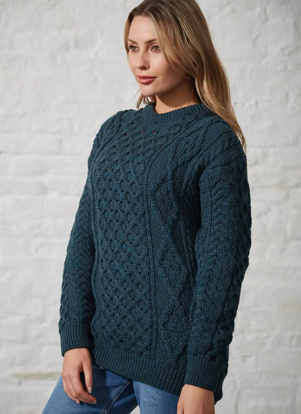 Beth Crew Neck Aran Sweater