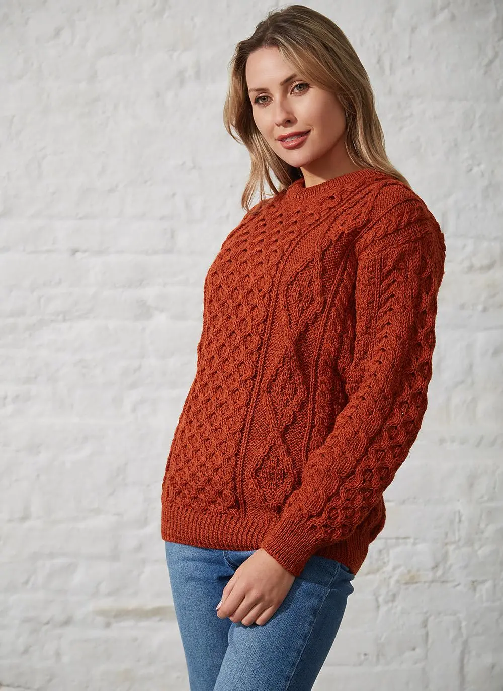 Beth Crew Neck Aran Sweater