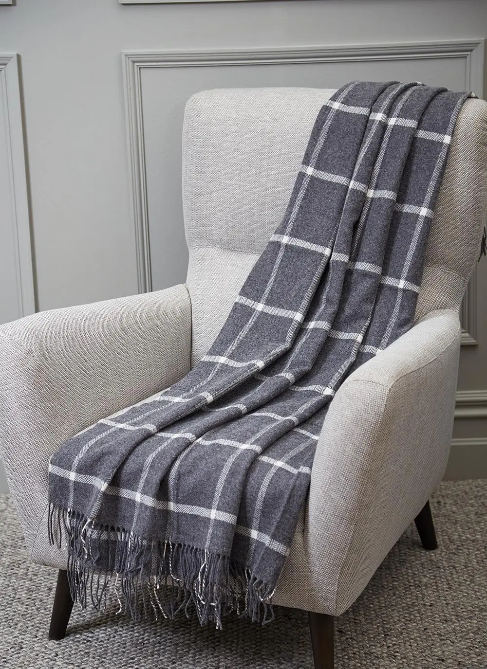 Blarney Grey Windowpane Throw