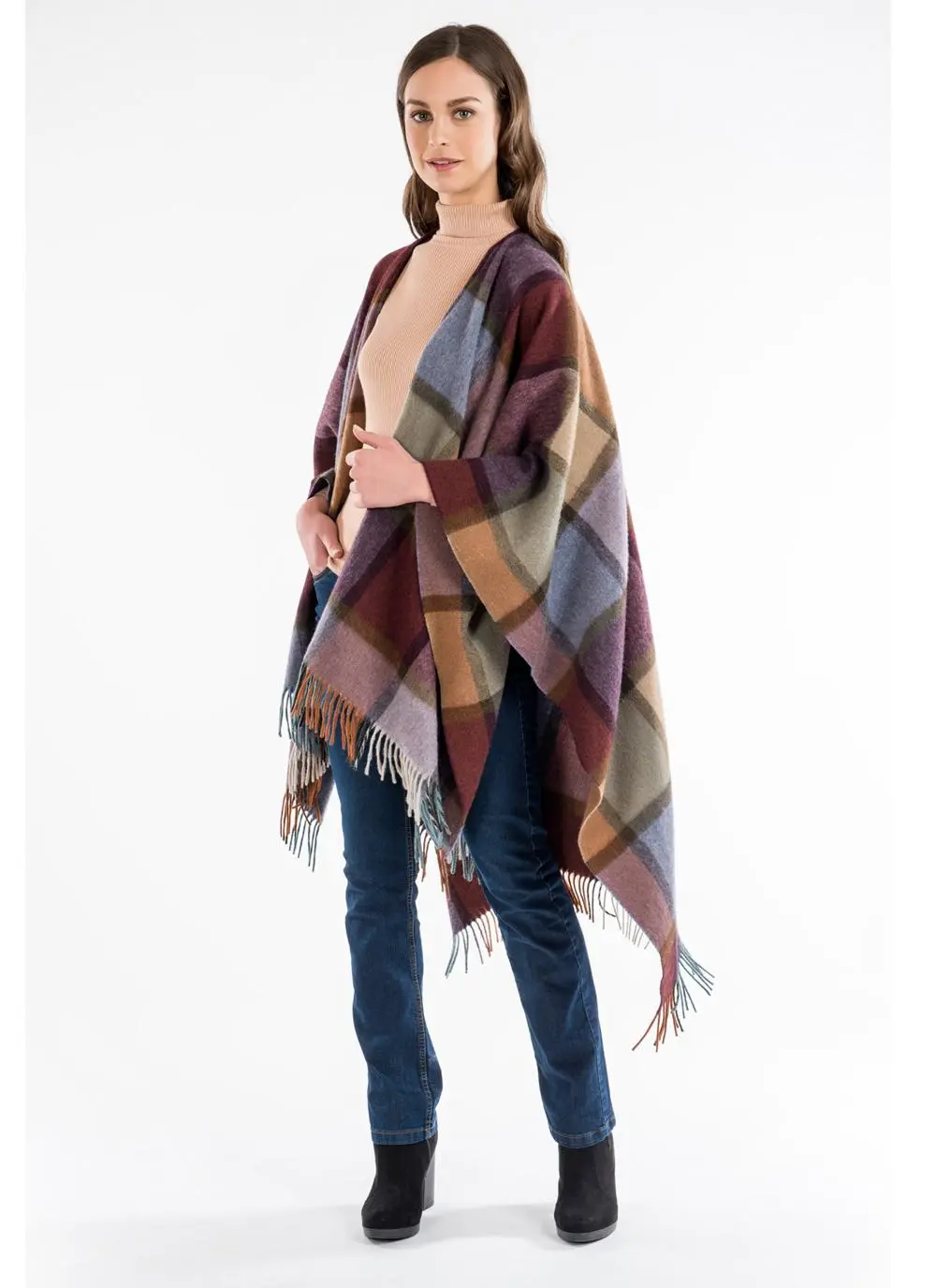 Blarney Heritage Pateley Damson Check Serape