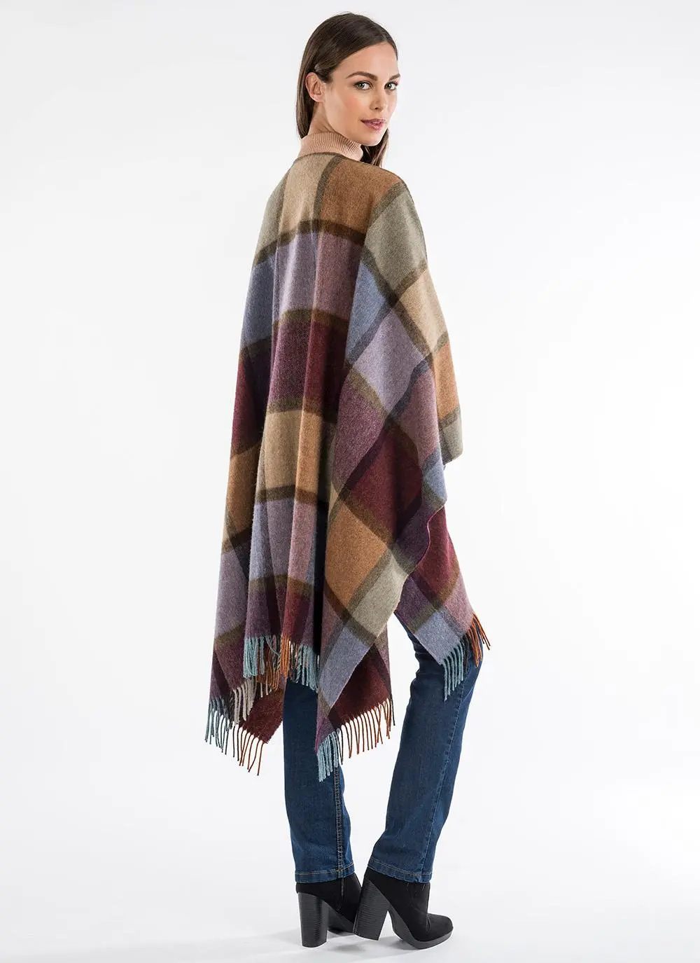 Blarney Heritage Pateley Damson Check Serape