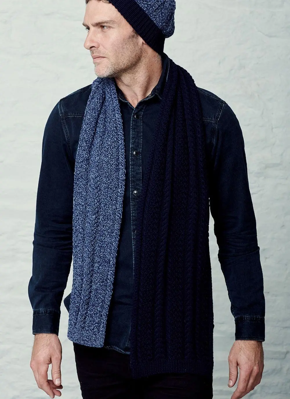 Aran Cable Contrast Scarf