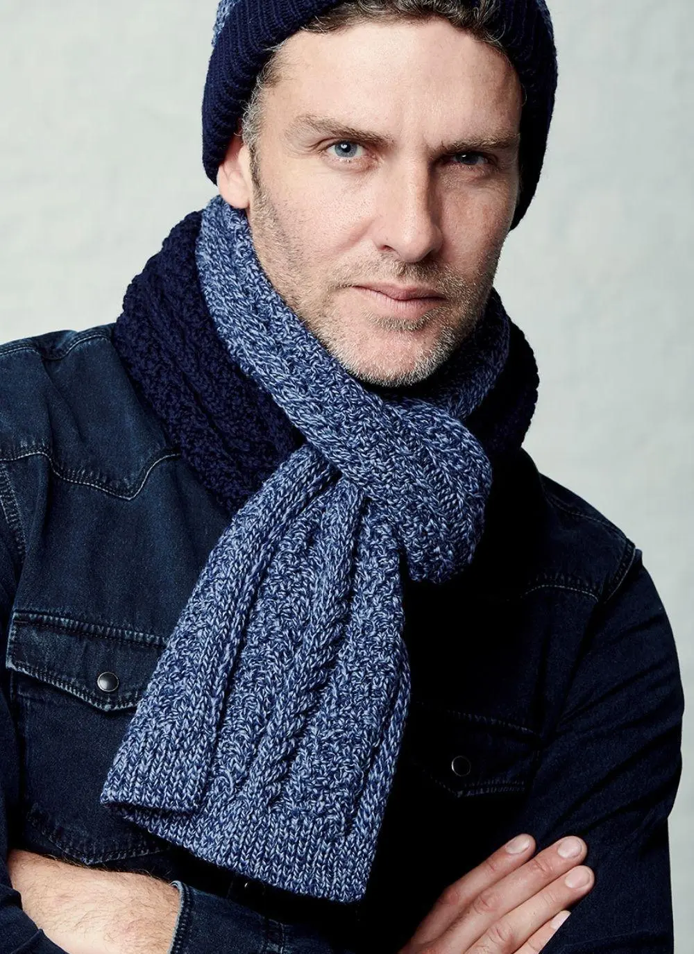 Aran Cable Contrast Scarf