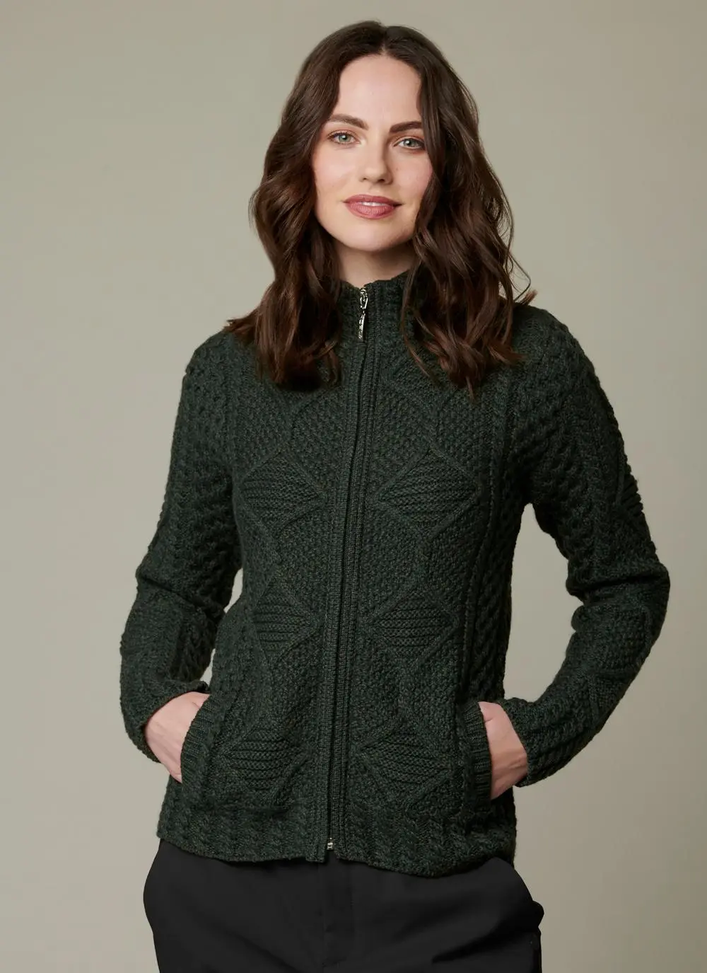 Megan Zip Aran Cardigan