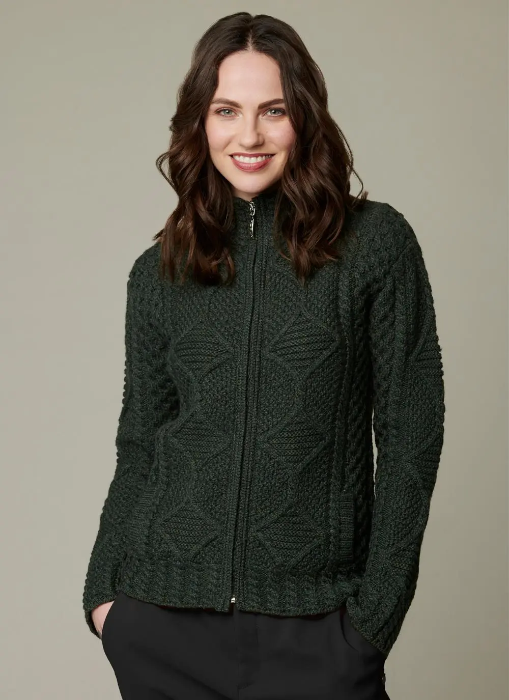 Megan Zip Aran Cardigan