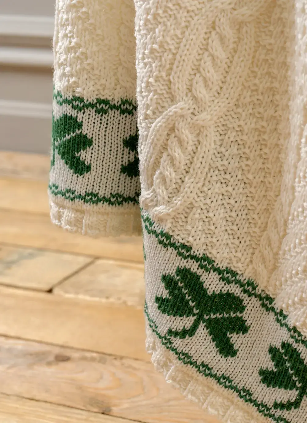 Shamrock Cable Stitch Aran Throw