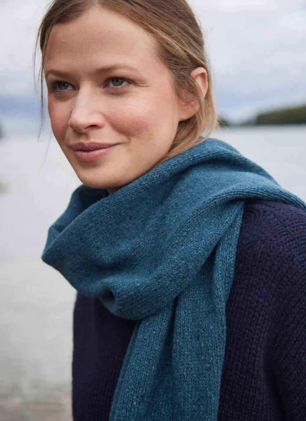 Wool Cashmere Long Jersey Stitch Scarf