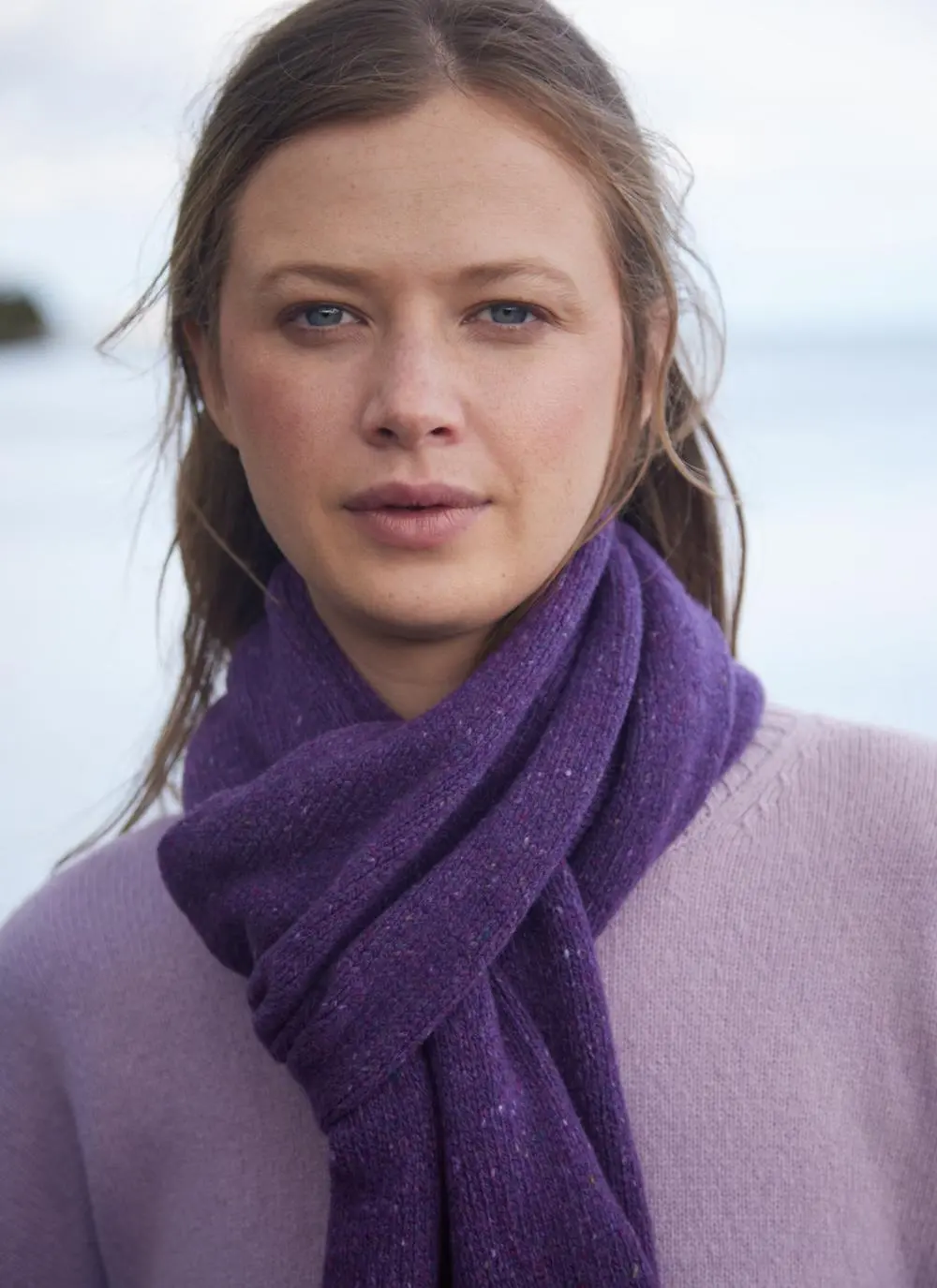 Wool Cashmere Long Jersey Stitch Scarf