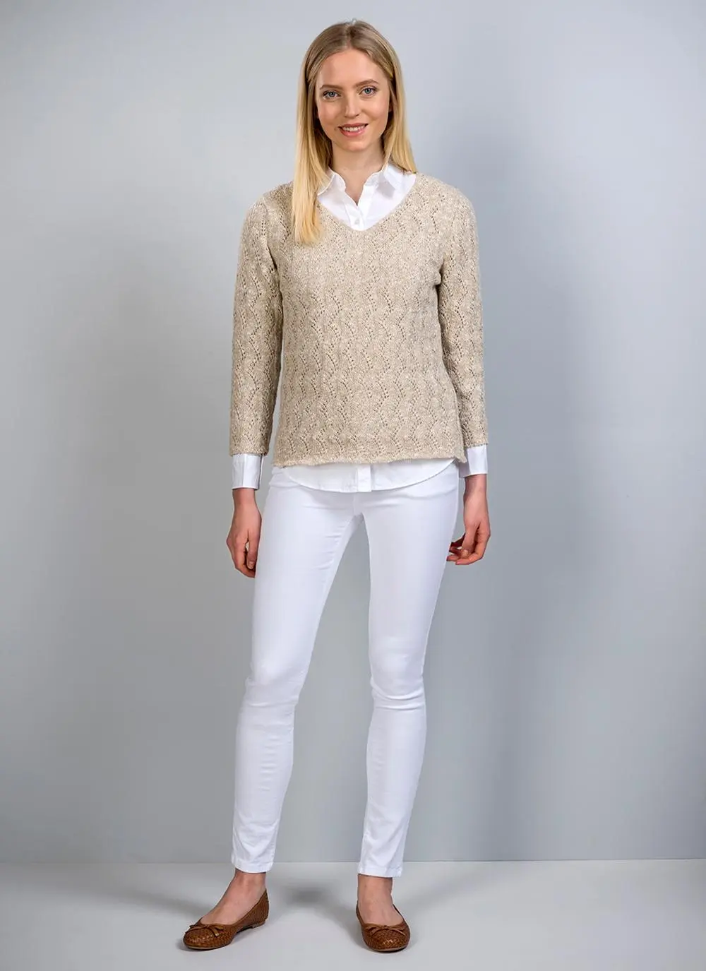 Blathnaid Linen Blend Lace Sweater