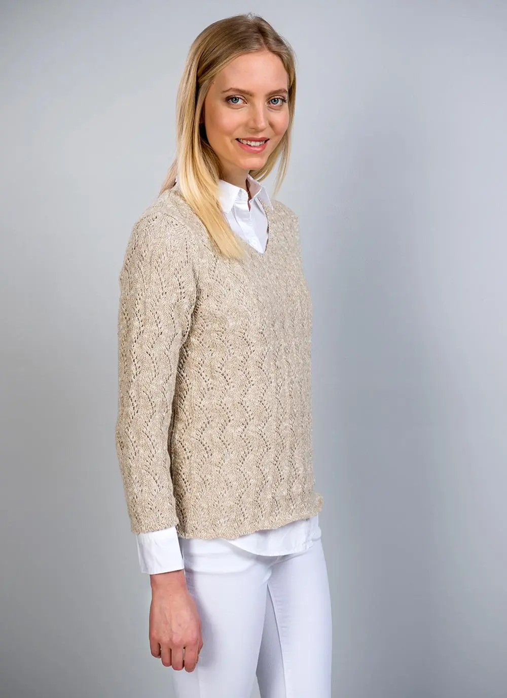 Blathnaid Linen Blend Lace Sweater