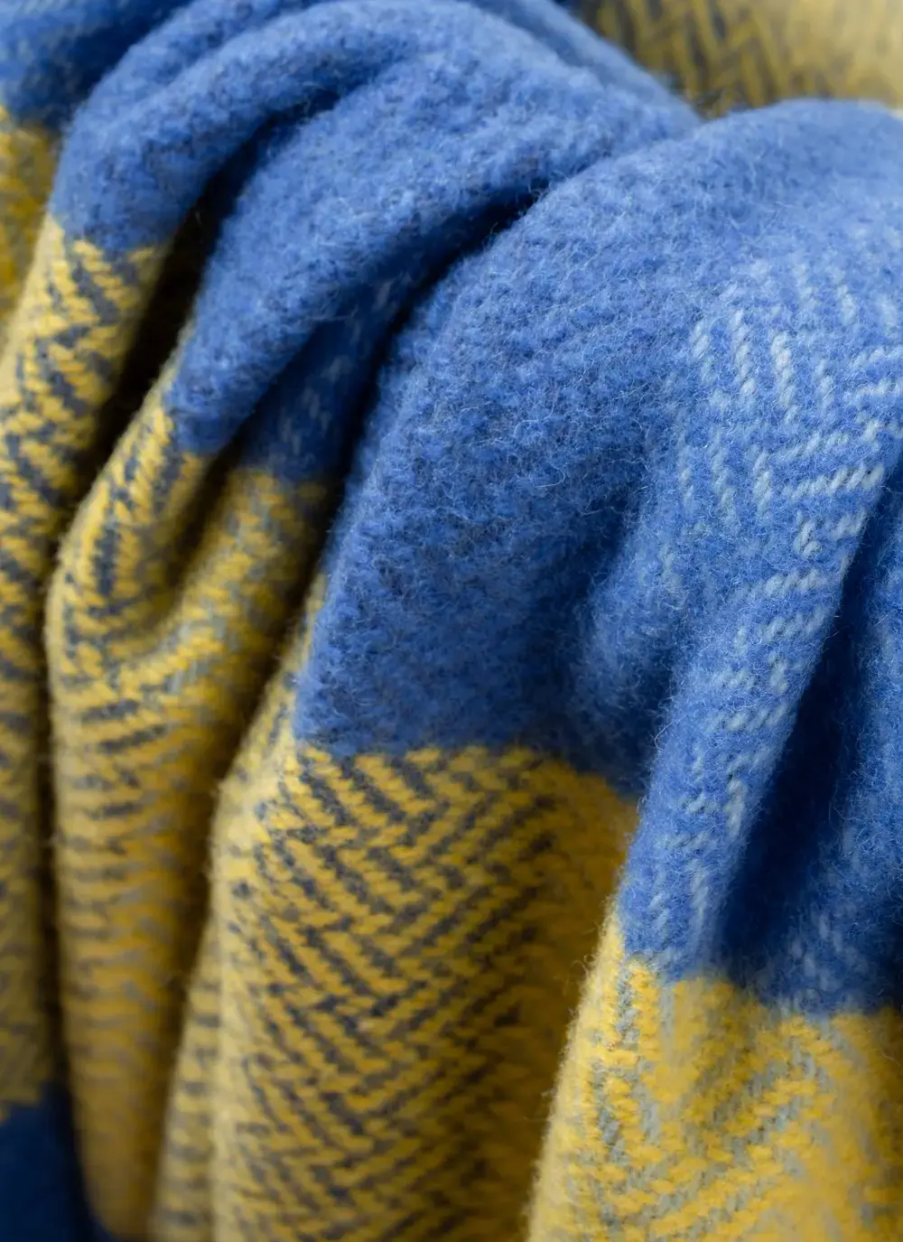 Blue & Yellow Wool Cashmere Throw