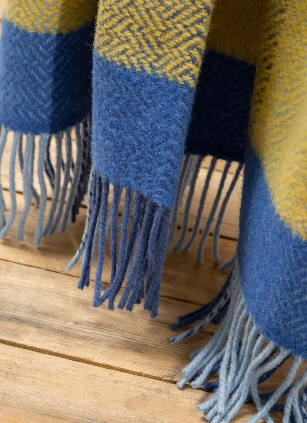 Blue & Yellow Wool Cashmere Throw