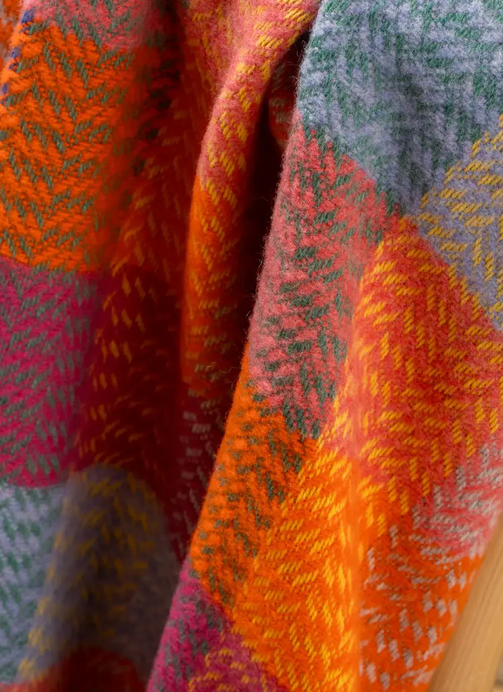 Blue & Pink Patch Wool Cashmere Throw