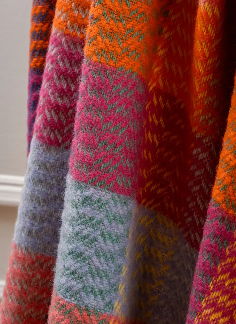 Blue & Pink Patch Wool Cashmere Throw