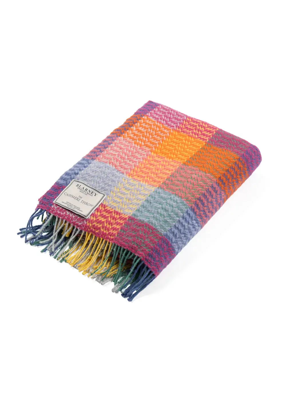Blue & Pink Patch Wool Cashmere Throw