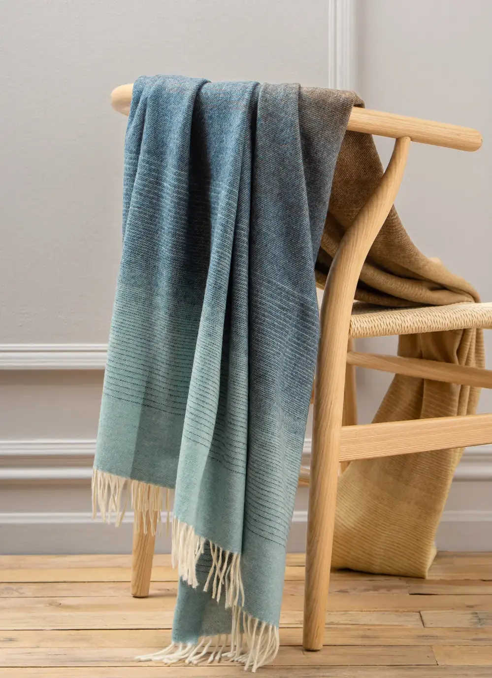 Blue & Yellow Ombre Merino Wool Throw
