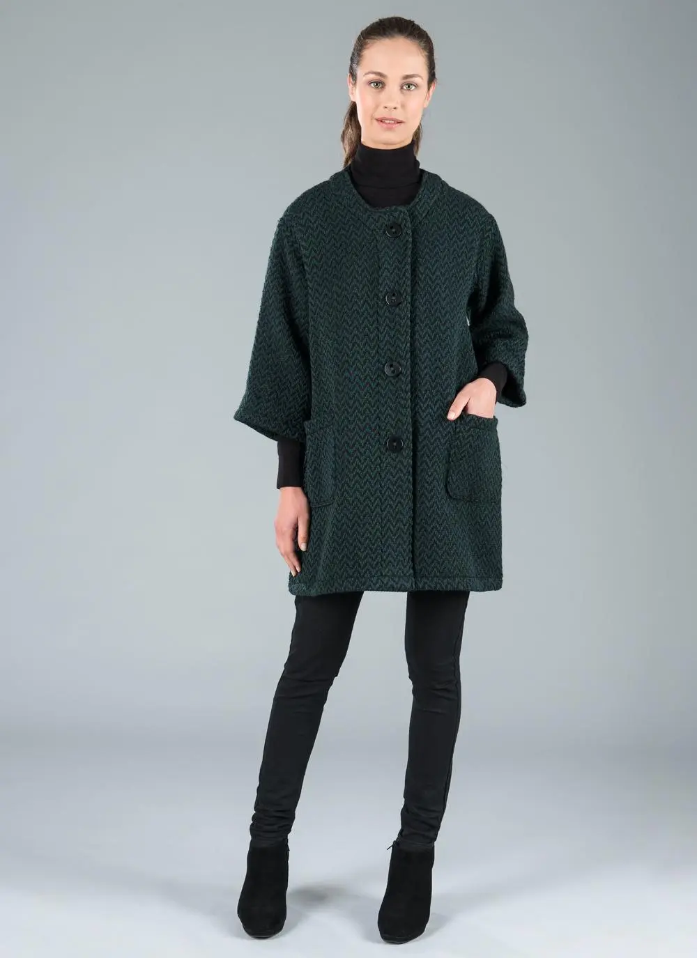 Herringbone Tunic Coat Green
