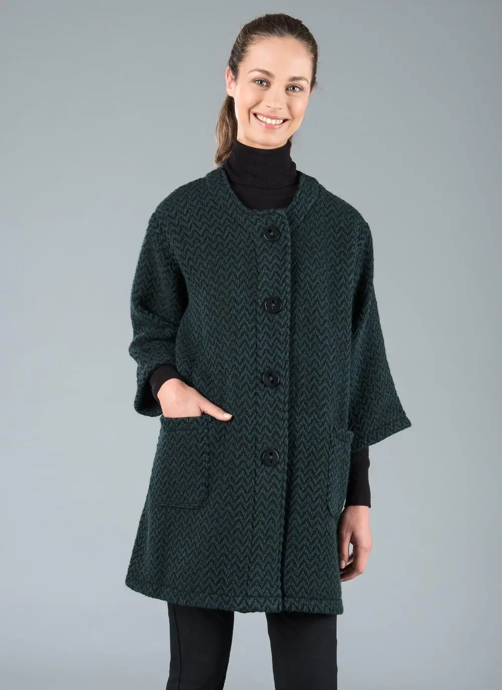 Herringbone Tunic Coat Green