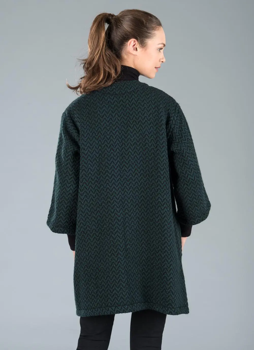 Herringbone Tunic Coat Green