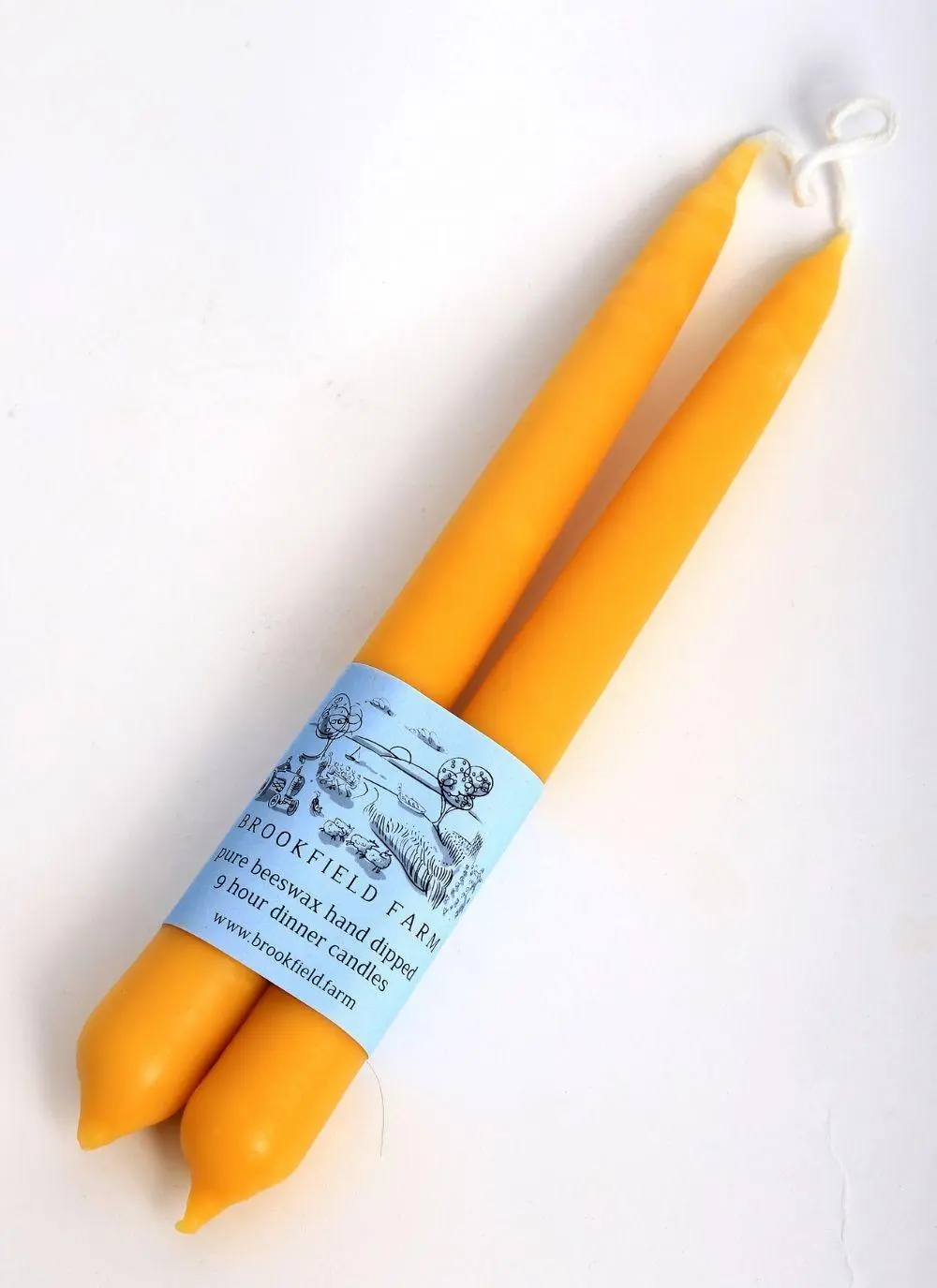 Pure Beeswax Hand Dipped Dinner Candle Pair - 6 Hour