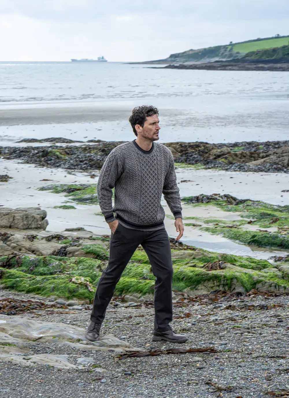 Merino Contrast Crew Neck Sweater