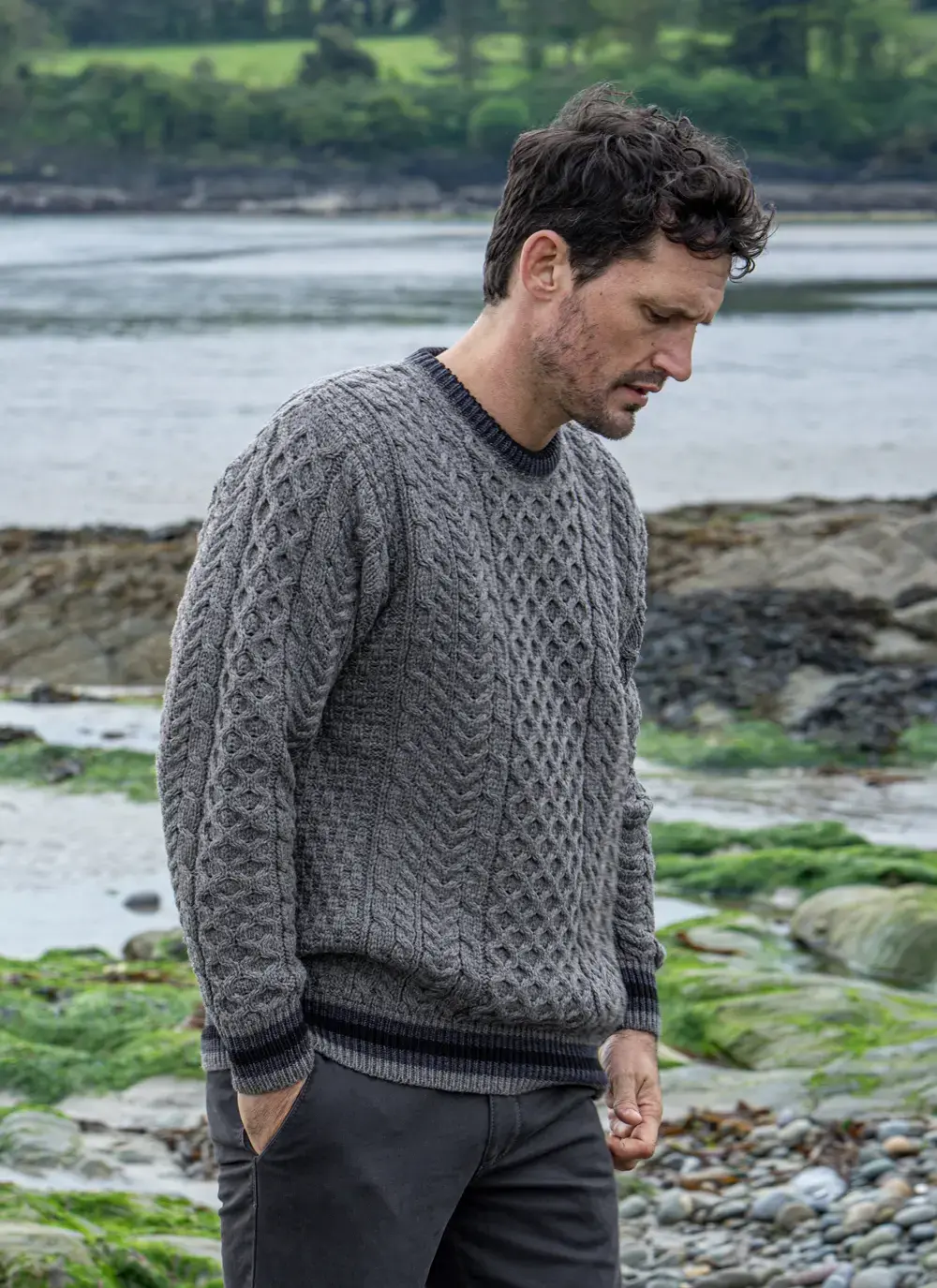 Merino Contrast Crew Neck Sweater