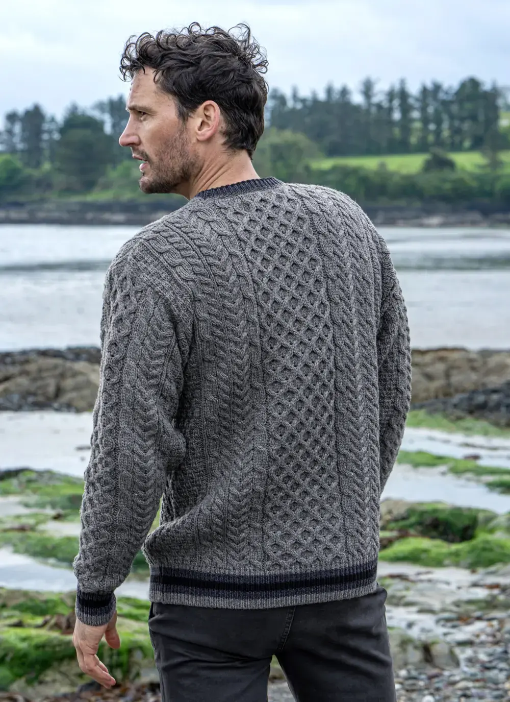 Merino Contrast Crew Neck Sweater