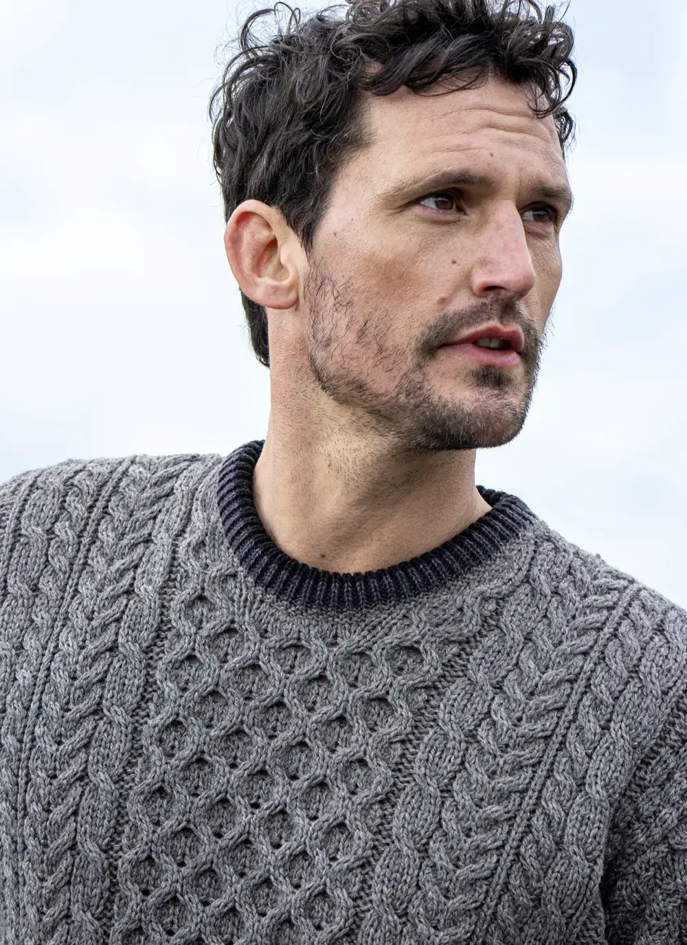 Merino Contrast Crew Neck Sweater