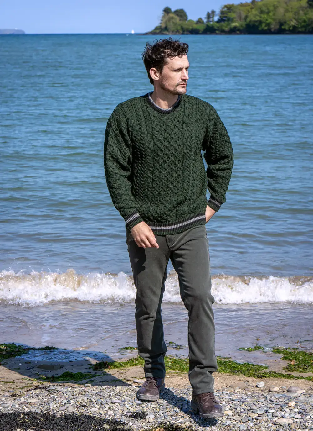 Merino Contrast Crew Neck Sweater