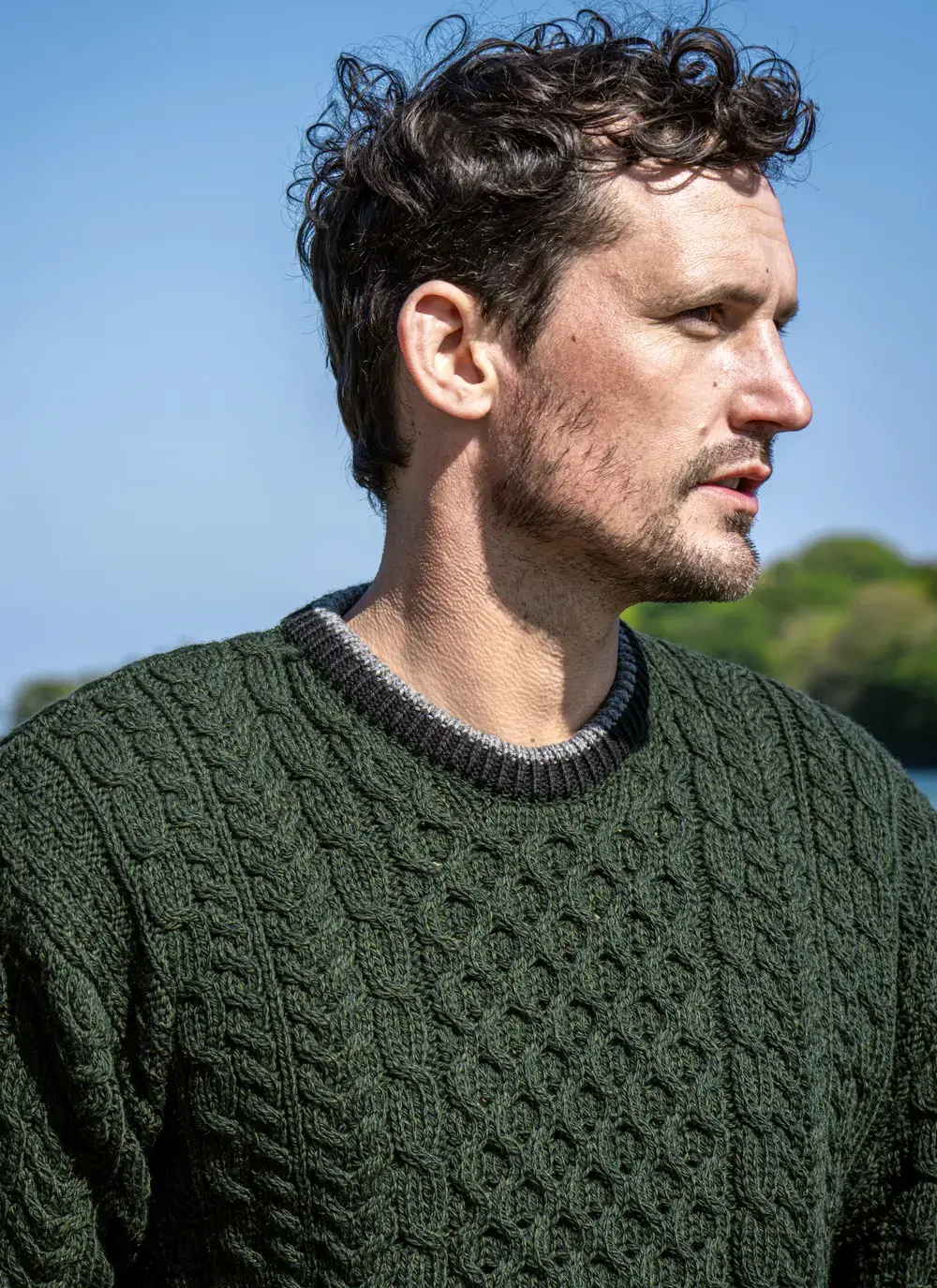 Merino Contrast Crew Neck Sweater
