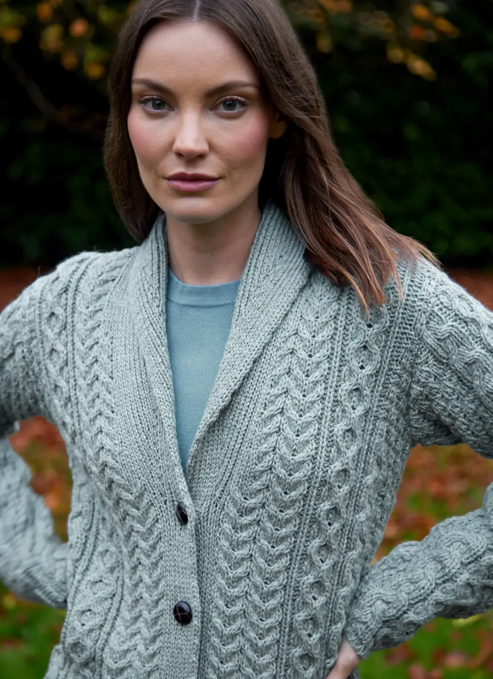 Keeva Shawl Collar Aran Cardigan 