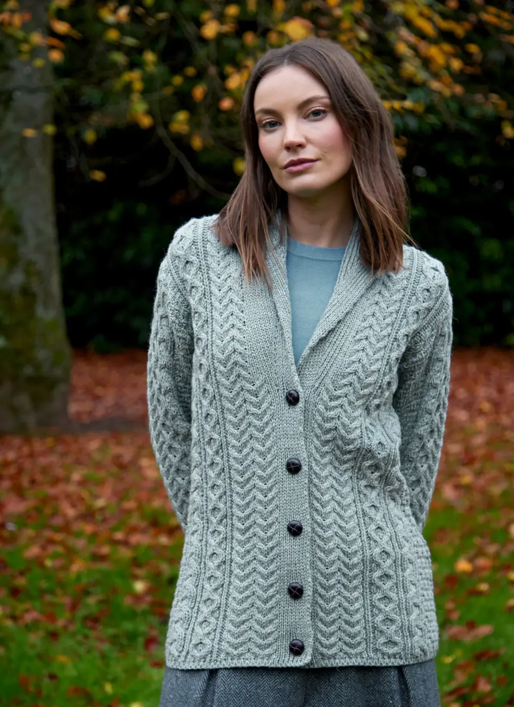 Keeva Shawl Collar Aran Cardigan 