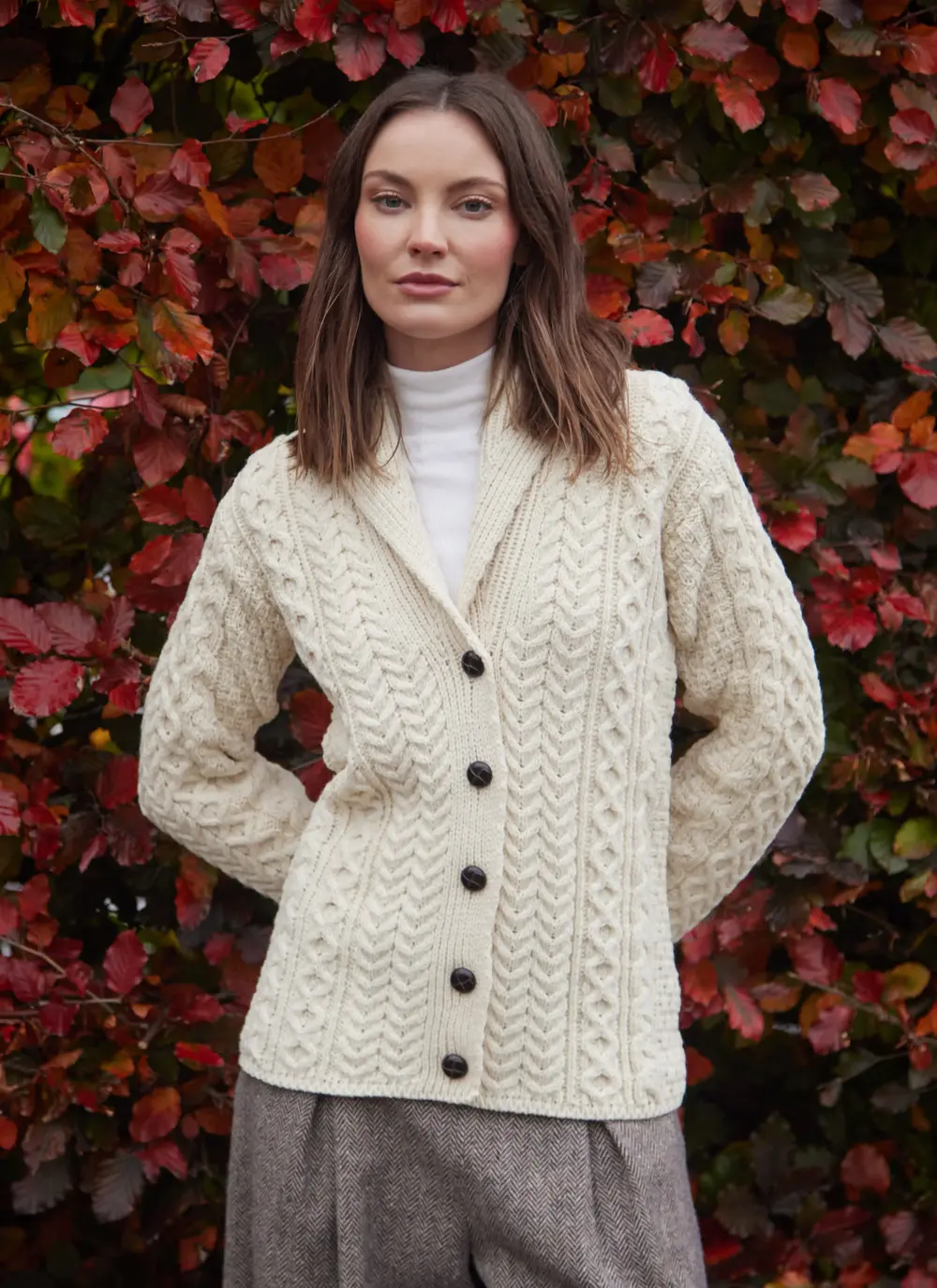 Keeva Shawl Collar Aran Cardigan 