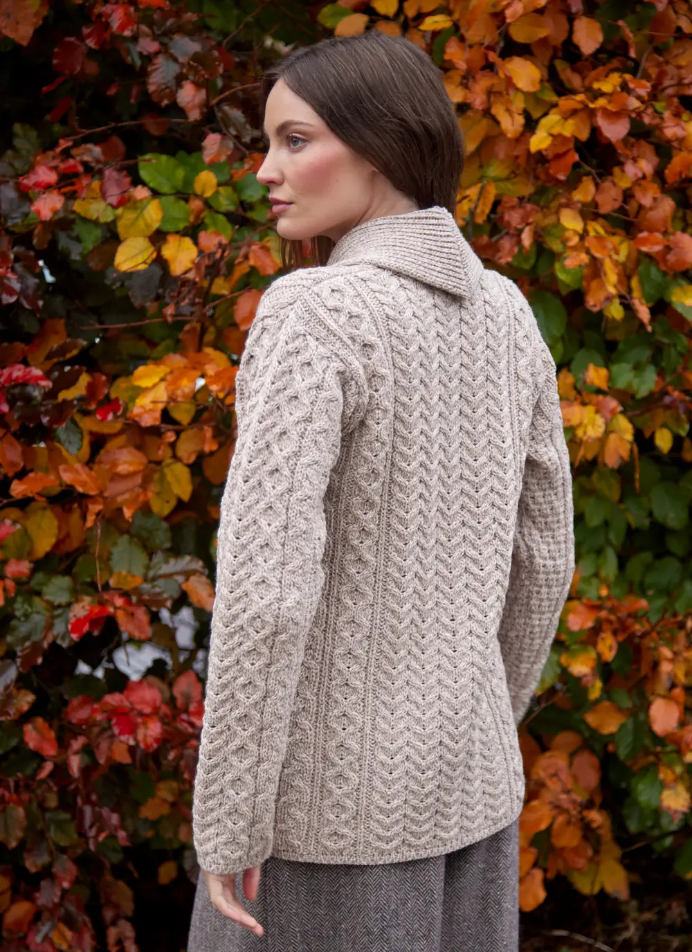 Keeva Shawl Collar Aran Cardigan 